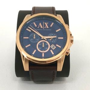 Armani Exchange A|X Rose Gold Watch Leather Strap